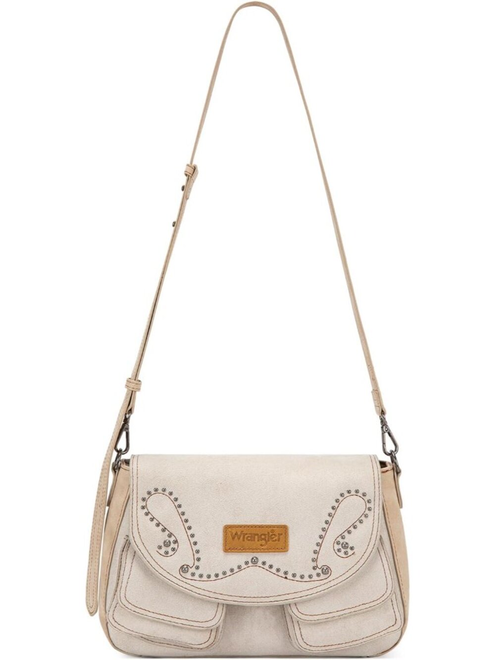 Wrangler Crossbody Bags for Women Y2K Purse Studded Faux-Suede Shoulder Bag